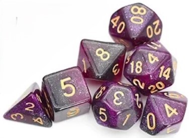 Set de 7 dados Galaxy - Negro y Violeta (AGA04)